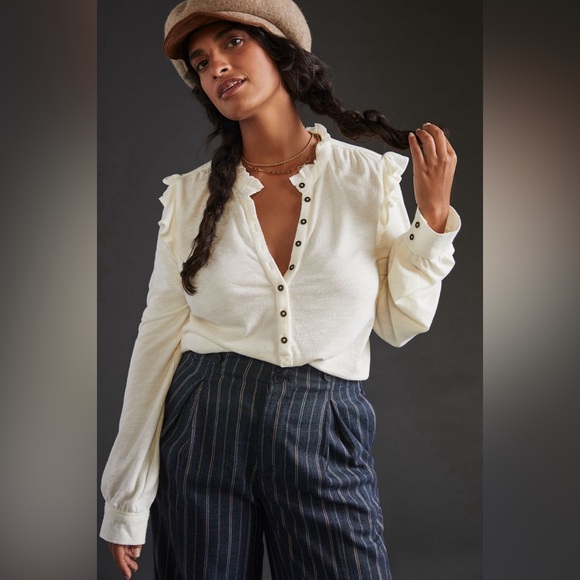 Anthropologie Pilcro Femme Henley Blouse - Picture 1 of 4